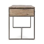 Akácfából és acélból készült, 2 fiókos íróasztal.