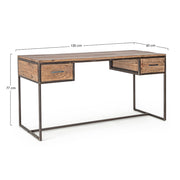 Akácfából és acélból készült, 2 fiókos íróasztal.