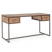 Akácfából és acélból készült, 2 fiókos íróasztal.