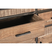 Akácfából és acélból készült vitrines tálaló.