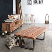 Akácfából és acélból készült TV szekrény.