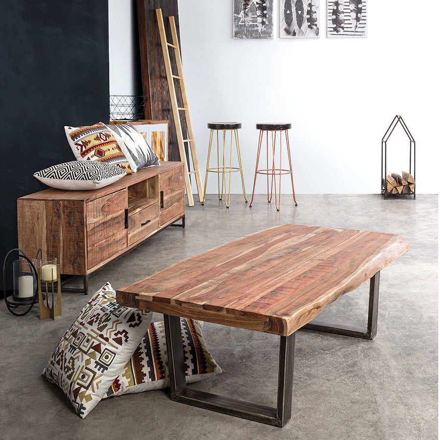 Akácfából és acélból készült TV szekrény.