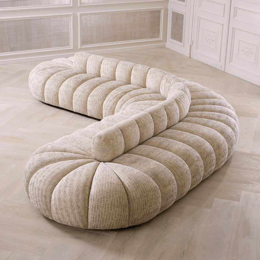 ALISON kétoldalas bézs design kanapé 331 cm