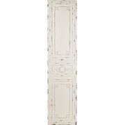 Patinás, antikolt felületű,, kazettákkal és stukkókkal díszített, fenyőfából készült krémszínű falpanel.