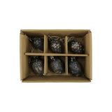 Antik mokka üveg karácsonyfadísz szett 6 db-os díszdobozban, kétféle mintázattal