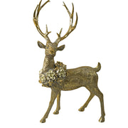 ANTIQUE arany karácsonyi szarvas figura 70 cm fehér arany koszorúval