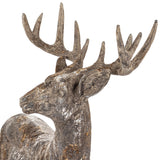 Antikolt hatású szarvas szobor részletfotó, patinás felülettel