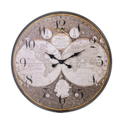 Vintage stílusú, fémből készült, fekete valamint vintage barna színű, 80 cm átmérőjű falióra.