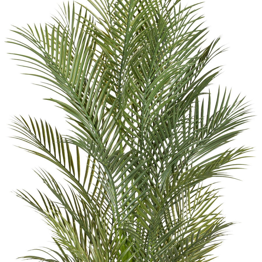 160 cm magas mű aranypálma zöld leveleinek részletfotója