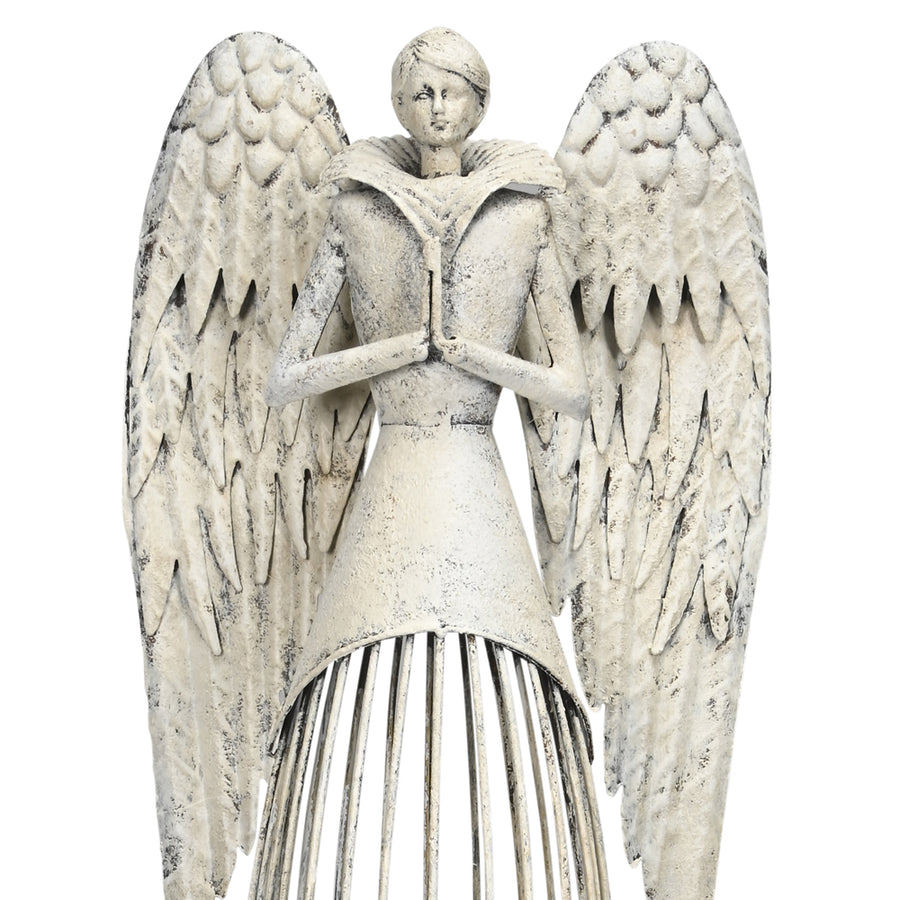 Art Ferro krém fém angyal figura 71 cm magas, részletgazdag kidolgozással