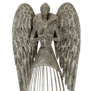 Art Ferro szürke fém angyal figura 71 cm magas, részletgazdag kidolgozással