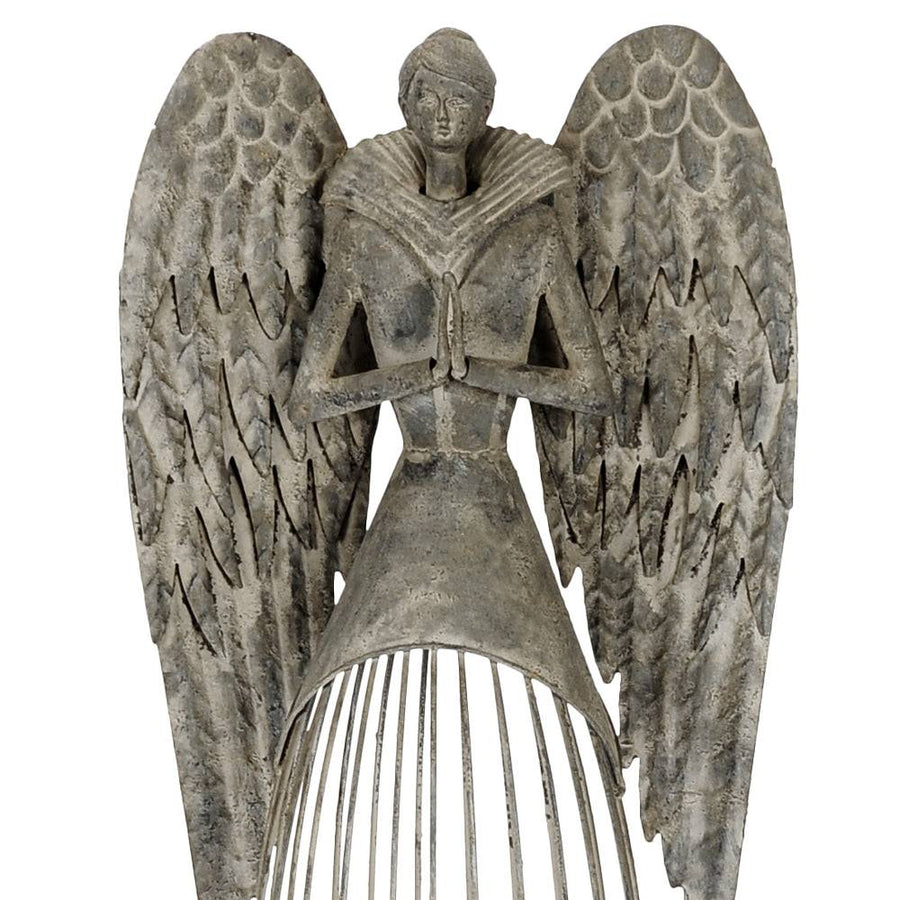 Art Ferro szürke fém angyal figura 71 cm magas, részletgazdag kidolgozással