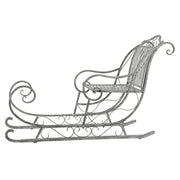 Art Ferro nagy antik szürke fém dekor szán oldalnézetből, fehér háttéren, elegáns rusztikus kialakítással.