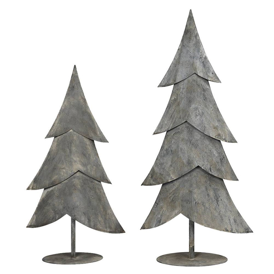 Junker szürke bádog dekor fenyőfák két méretben, antikolt felülettel