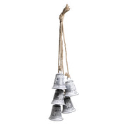 Hópehely mintázatú, 5 darabos, karácsonyi bádogharang szett.