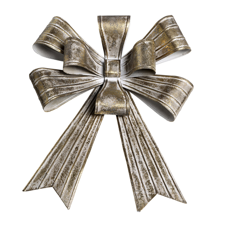 Rézszínű, fémből készült karácsonyi dekor masni.