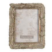 Tolldíszítésű, antik aranyszínű asztali fényképtartó képkeret.