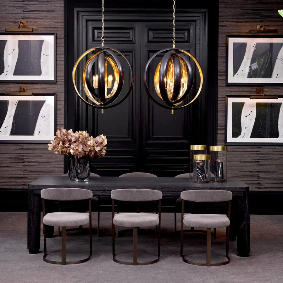 Grafitszürke színű tölgyfurnérból készült, formatervezett design étkezőasztal.