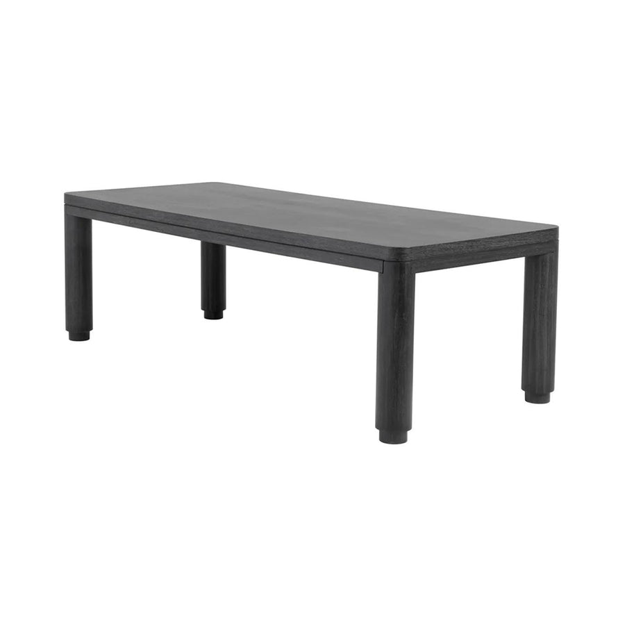 Grafitszürke színű tölgyfurnérból készült, formatervezett design étkezőasztal.