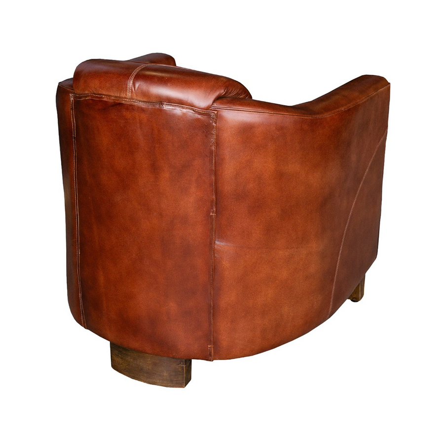 Aviator bőrfotel hátulnézet, valódi bőr kárpitozás részlete