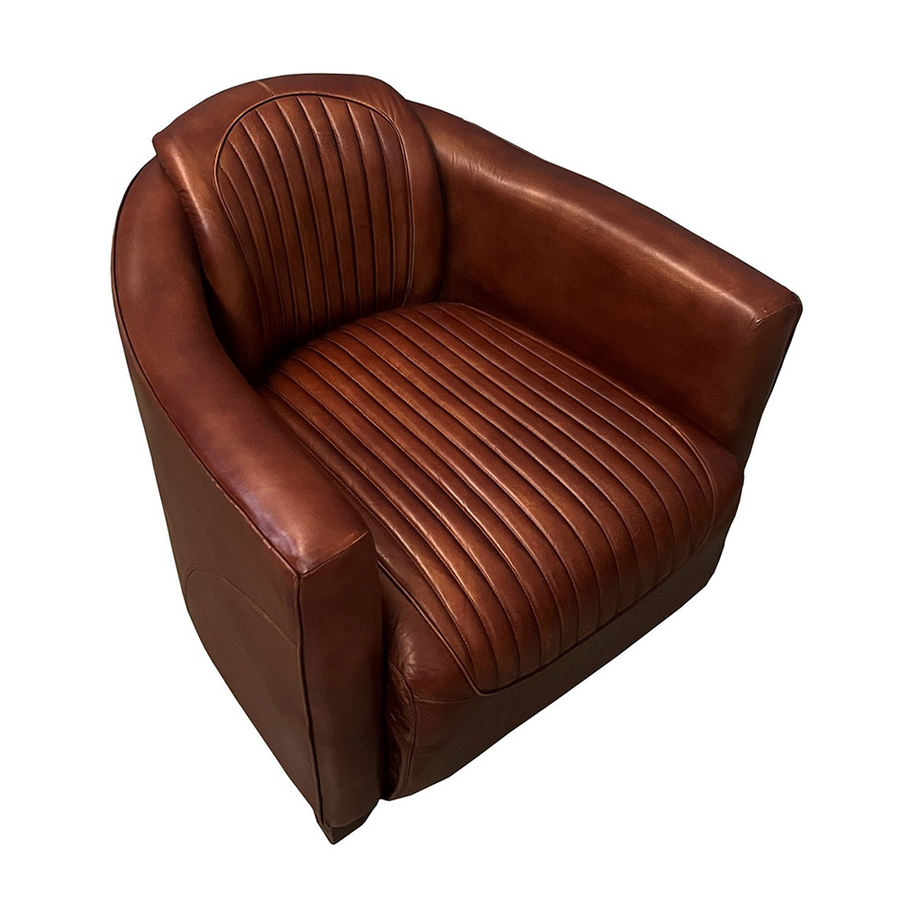 Aviator bőrfotel felülnézet, bordázott ülőrész részlet