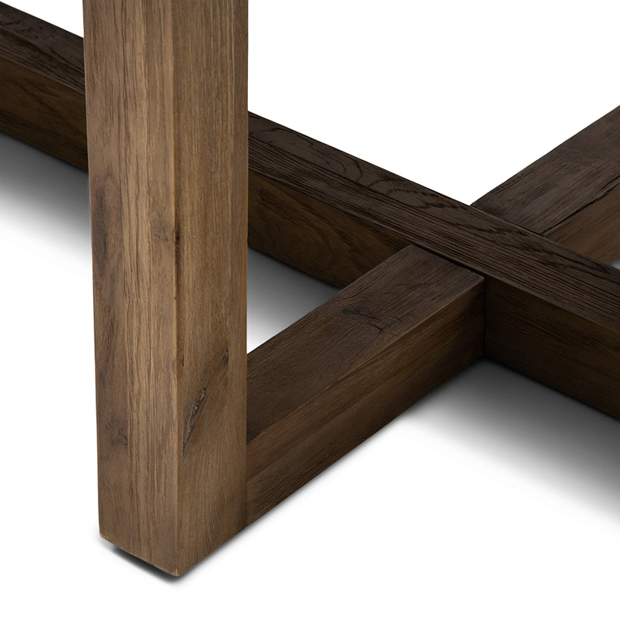 BALI japandi étkezőasztal 240 cm oldalnézeti részlet, vastag fa asztallap