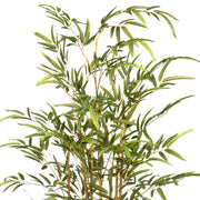 Zöld mű bambusz levelek és ágak közelről, élethű textúrával