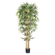 Zöld mű bambusz dekoráció 210 cm magasan, természetes törzzsel