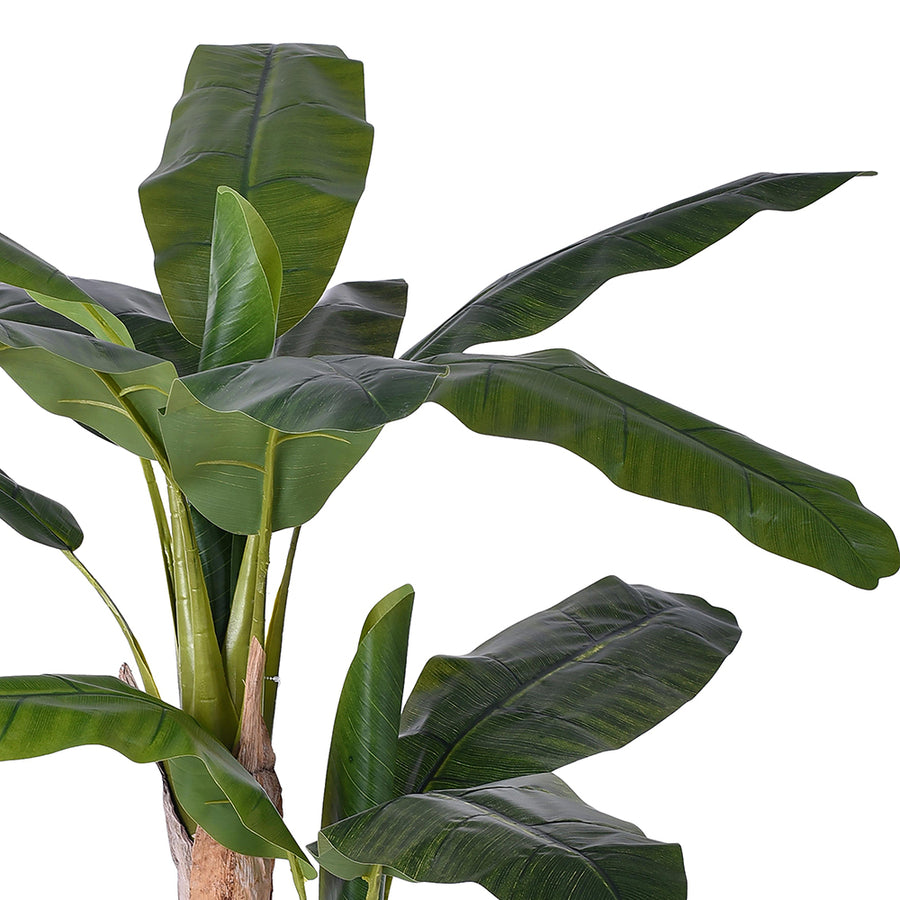 Banano mű banánfa élethű zöld levelekkel kisebb terekbe