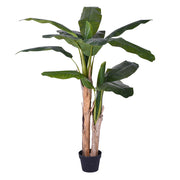 135 cm magas mű banánfa fekete kaspóban, trópusi stílusban