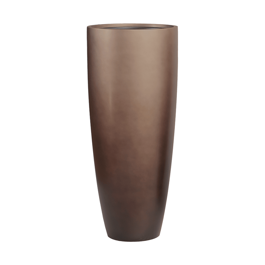 BAQ Gradient kompozit kaspó – Matt Coffee színű, karcsú, hengeres forma, 95 cm magas design kaspó üresen.