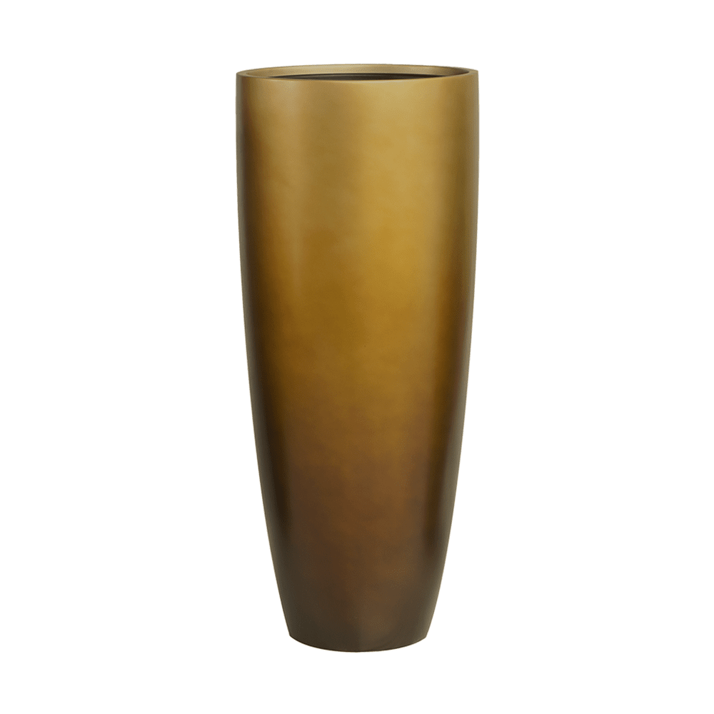 Matt Honey színű BAQ Gradient kaspó – 95 cm magas, karcsú, hengeres forma, kézzel festett kompozit felülettel.