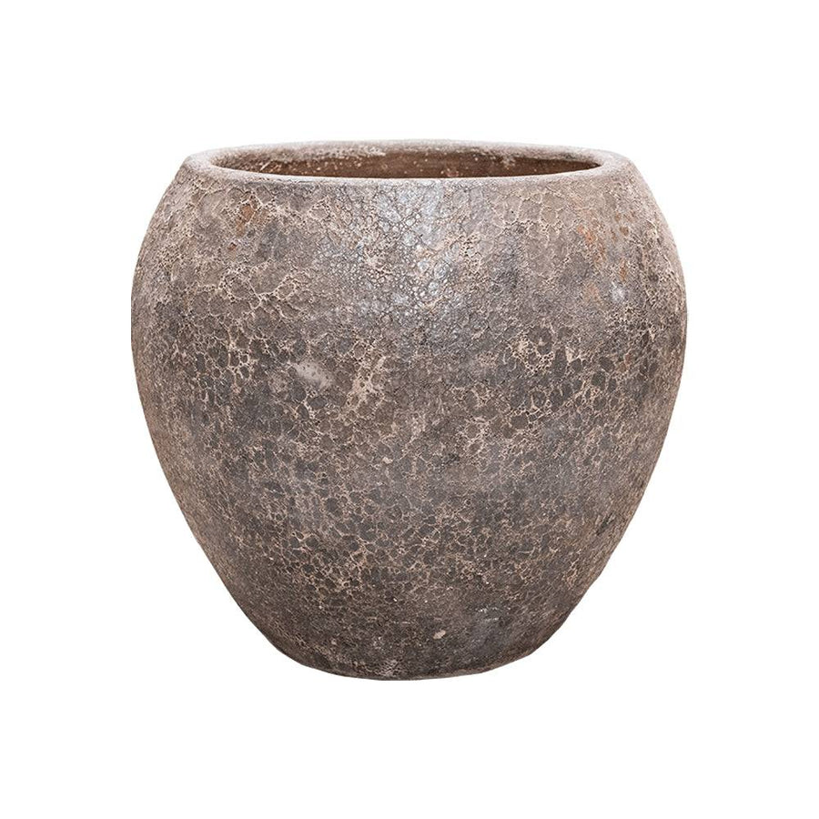 BAQ Lava Balloon kerámia kaspó 54 cm-es méretben, rusztikus rozsdás-fémes felülettel