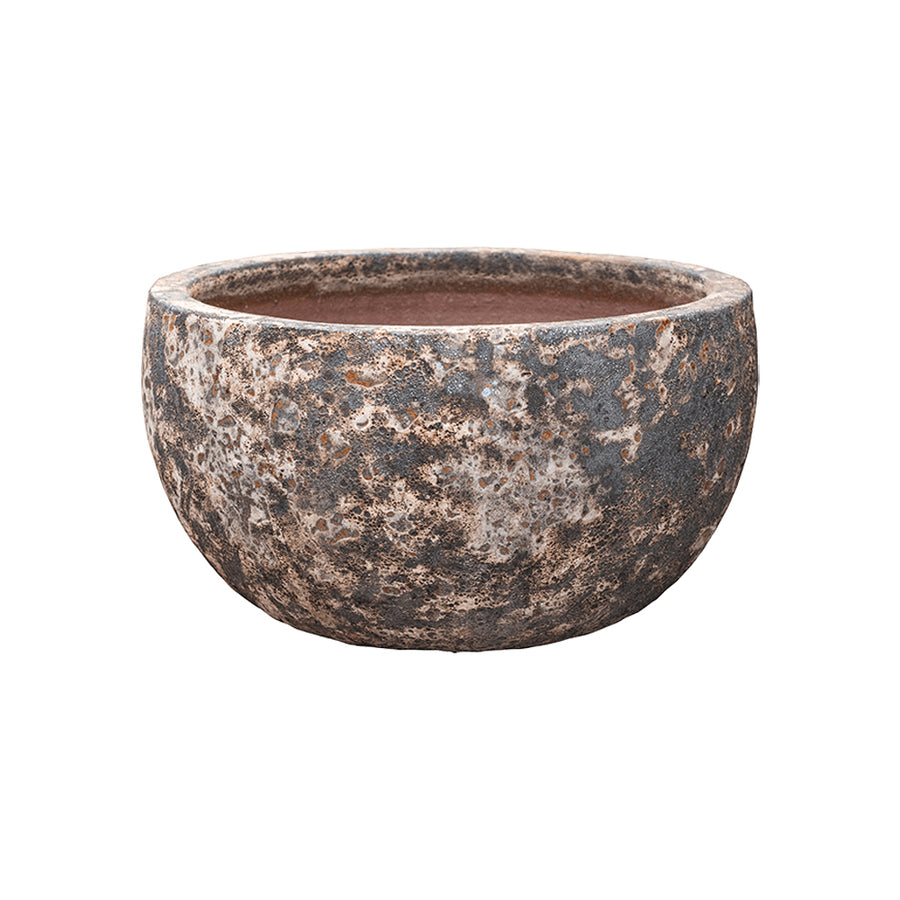 BAQ Lava Bowl Relic Rust Metal kaspó 52 cm – rusztikus, rozsdás árnyalatú, tálformájú kerámia kaspó kültérre és beltérre