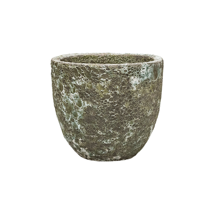 BAQ Lava Couple Relic Jade kaspó – 36 cm, zöldes-barna kőhatású felület