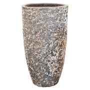 Rozsdás fémes hatású, magas kerámia kaspó a BAQ Lava kollekcióból, Partner formában, 105 cm-es magassággal.