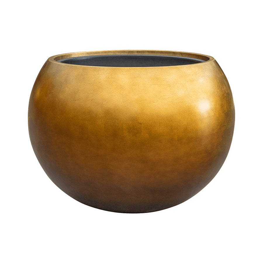 BAQ METALLIC GLOBE MATT HONEY kaspó oldalnézetből, meleg fényű arany tónusban.