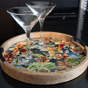 Őszi hangulatú, mangófából készült design tálca.