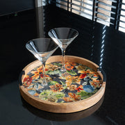 Őszi hangulatú, mangófából készült design tálca.