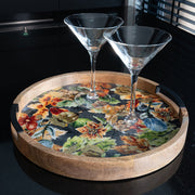 Őszi hangulatú, mangófából készült design tálca.