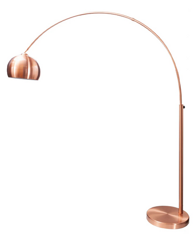 Íves, polírozott részszínű fémből készült design állólámpa.