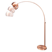 Íves, polírozott részszínű fémből készült design állólámpa.