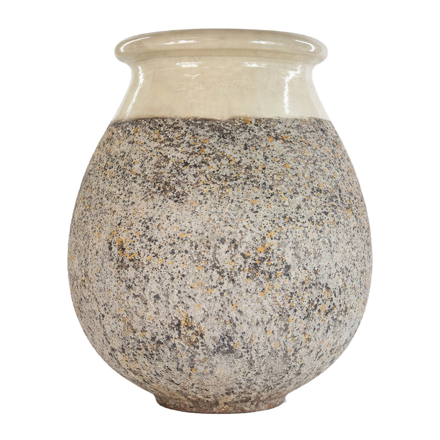 BIOT provence csepp formájú kerámia kaspó 92 cm elefántcsont színű mázas peremmel, antikolt kerámia kaspó