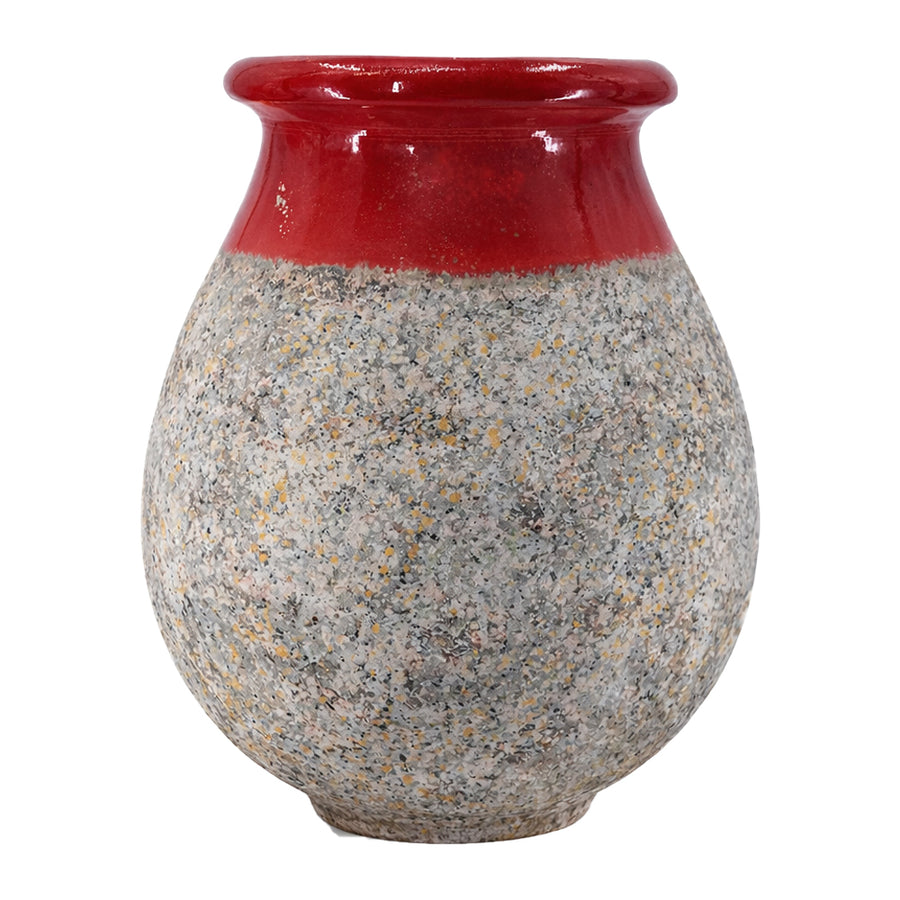 BIOT provence csepp formájú kerámia kaspó 92 cm piros mázas peremmel, mediterrán stílusú nagyméretű kaspó