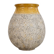 BIOT provence csepp formájú kerámia kaspó 92 cm sárga mázas peremmel, antikolt felületű nagyméretű kaspó