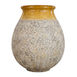 BIOT provence csepp formájú kerámia kaspó 92 cm sárga mázas peremmel, antikolt felületű nagyméretű kaspó