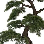 BONSAI mű fenyő közelkép természetes hatású ágstruktúrával és élethű lombkoronával