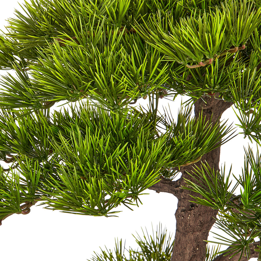 BONSAI PINUS mű bonsai közelkép valósághű fenyőtűkkel és természetes hatású lombkoronával