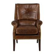 Dohánybarna színű bőrrel kárpitozott bőrfotel.