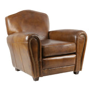 Club Charleston vintage bőrfotel döntött szögből, dohánybarna kárpittal